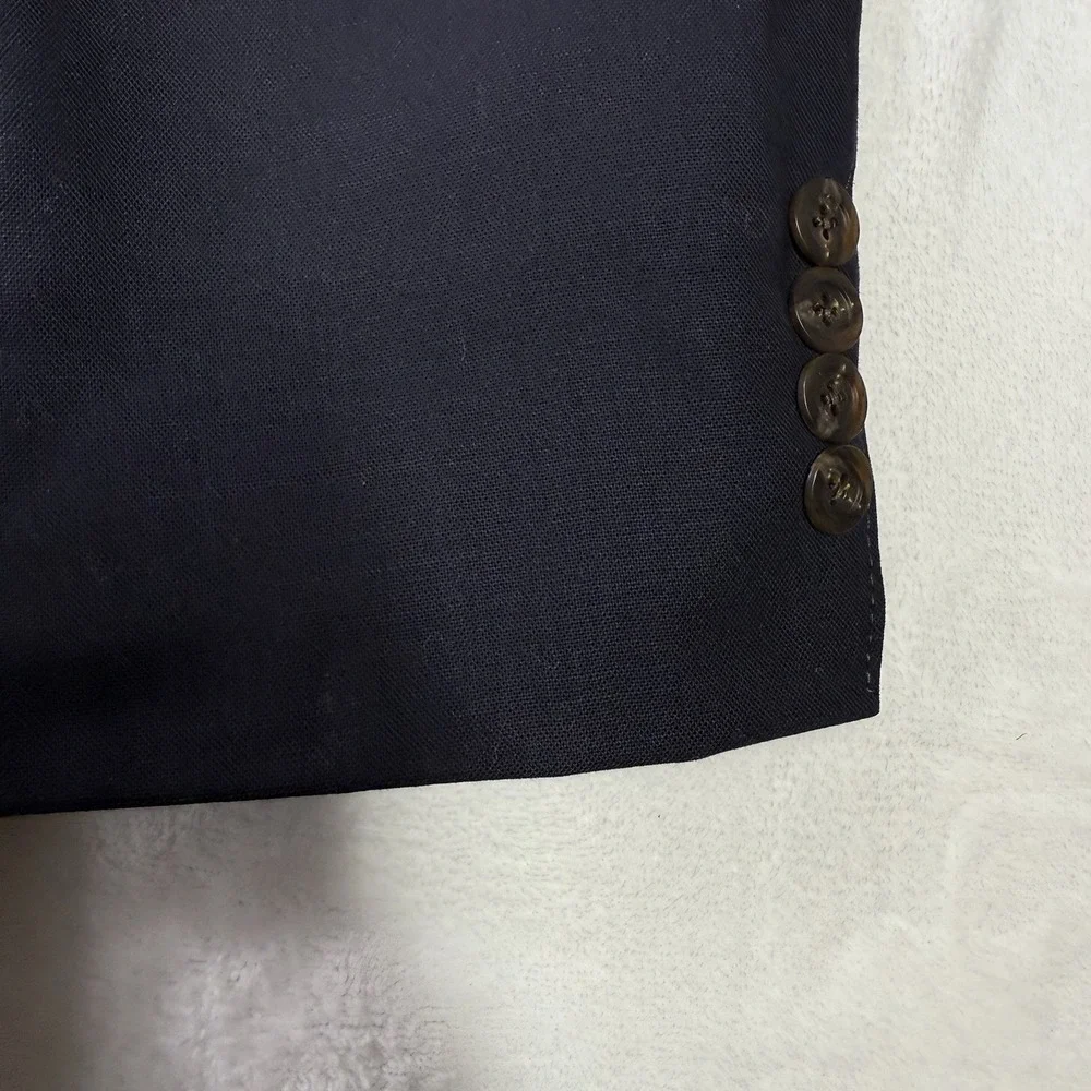 Q by Flynt Blazer Mens 44R Navy Journey 100% Wool Double Vented‎ Striped Lined